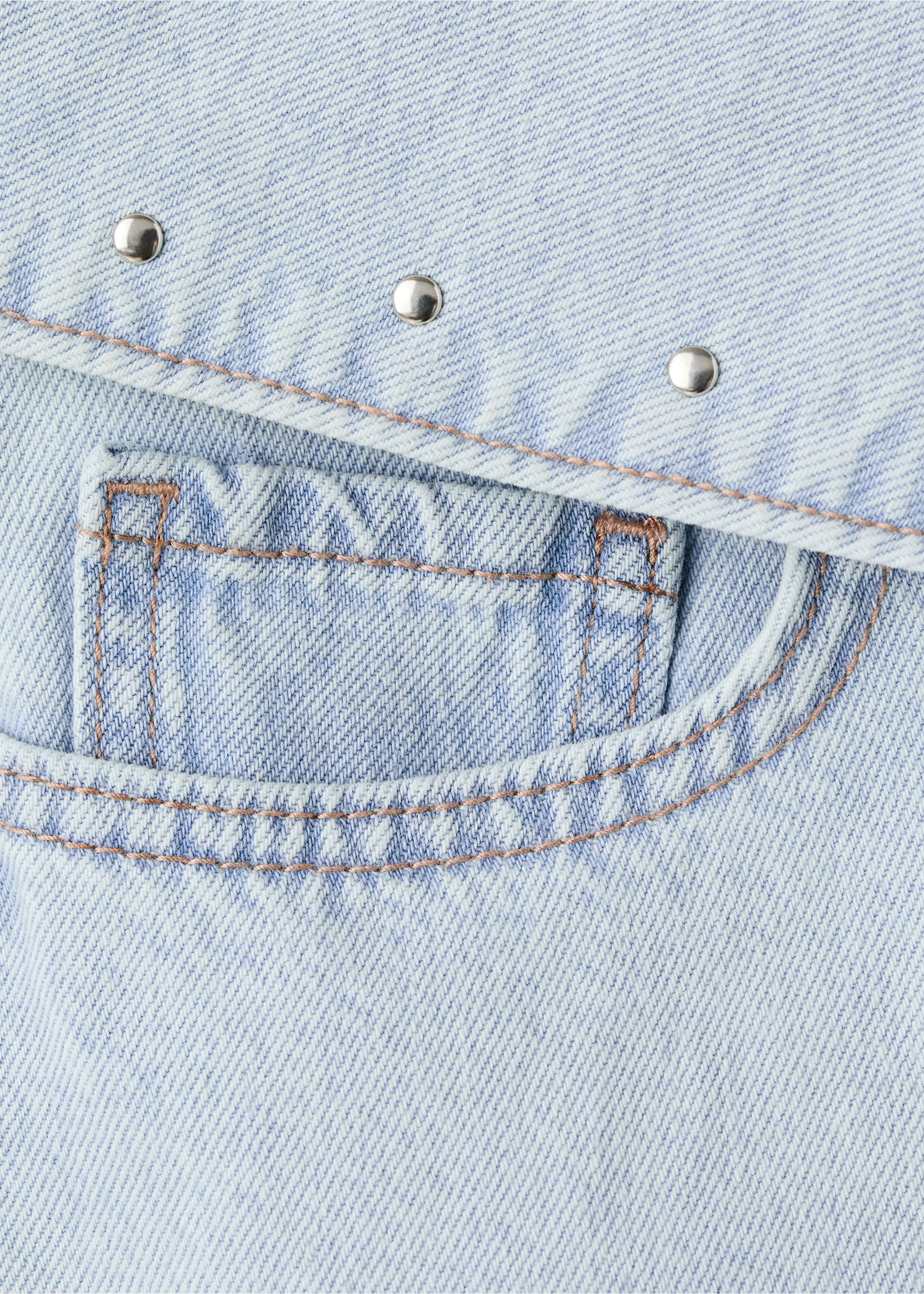 Studded turn-up mini shorts - Details of the article 8, Light Blue. Ref: 27005959-00.