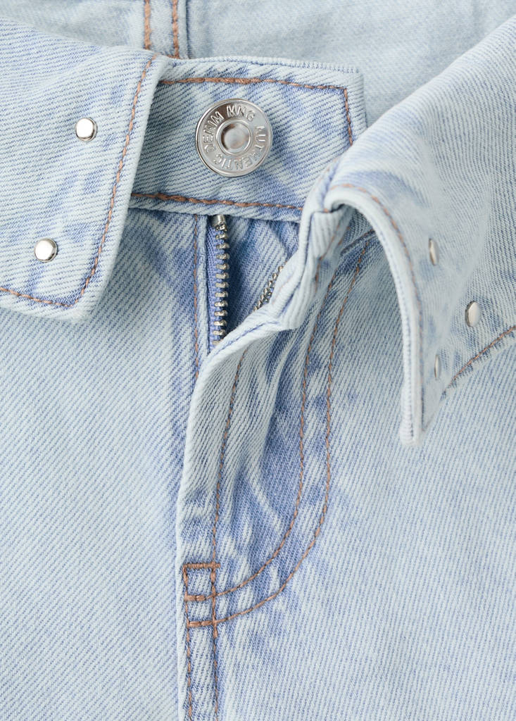 Studded turn-up mini shorts — Light Blue