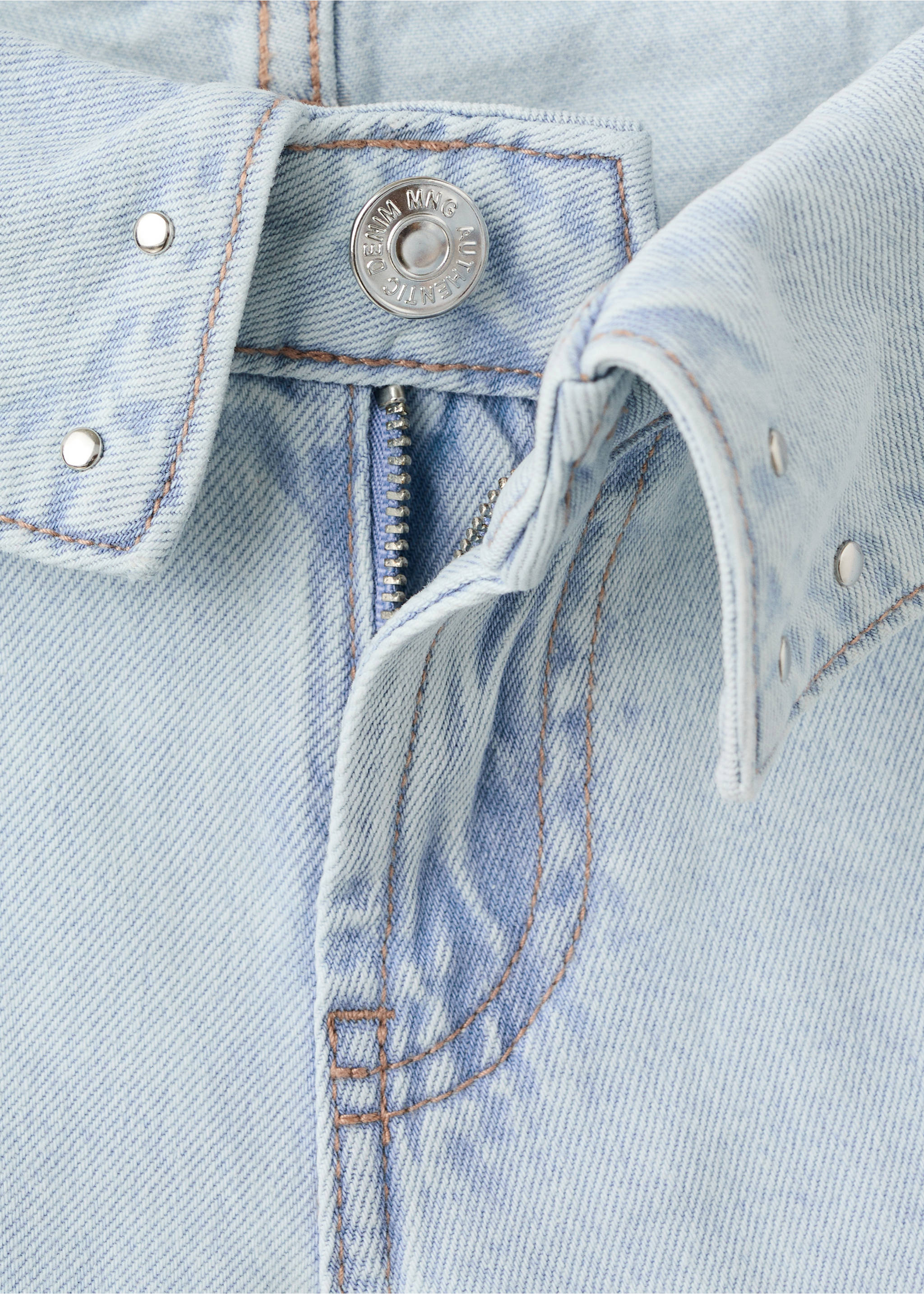 Studded turn-up mini shorts - Details of the article 0, Light Blue. Ref: 27005959-00.