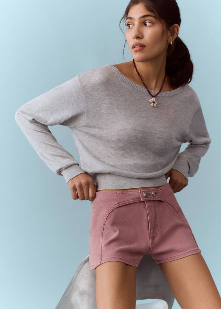 Mini shorts with stitching detail — Pink