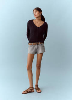Micro fit low waist shorts — Denim Grey 2