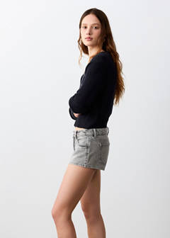 Micro fit low waist shorts — Denim Grey 4