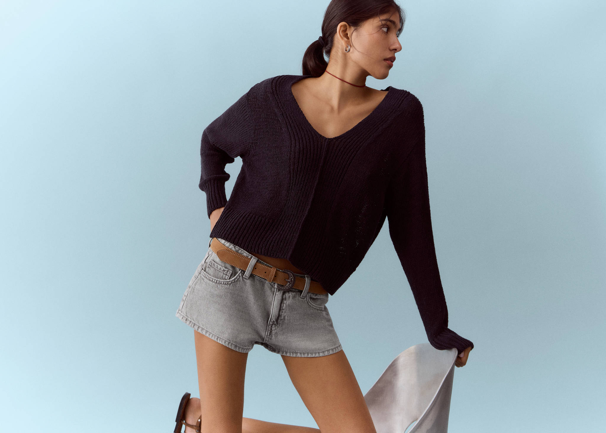 Micro fit low waist shorts - Panoramic plane
