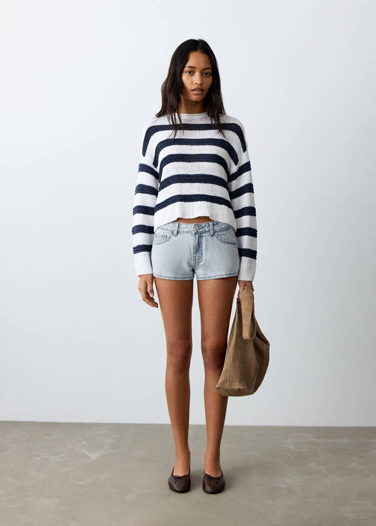 Micro fit low waist shorts — Light Blue