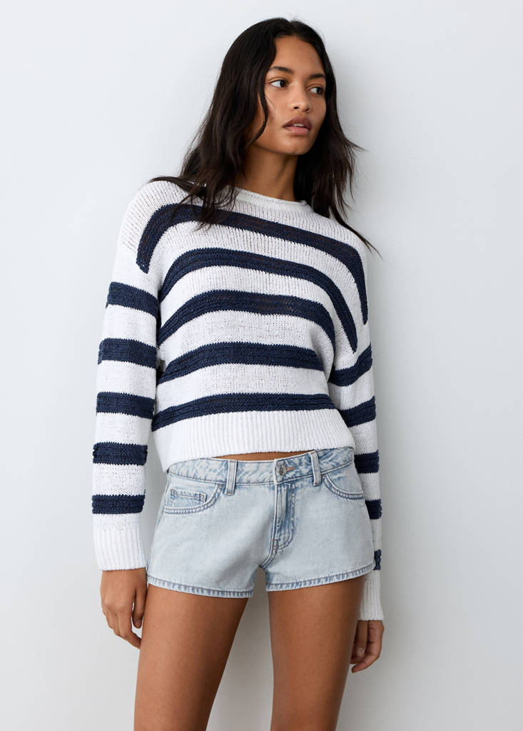 Micro fit low waist shorts — Light Blue