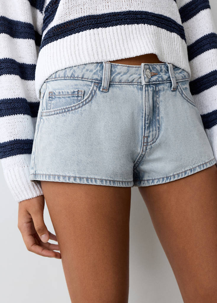 Micro fit low waist shorts — Light Blue
