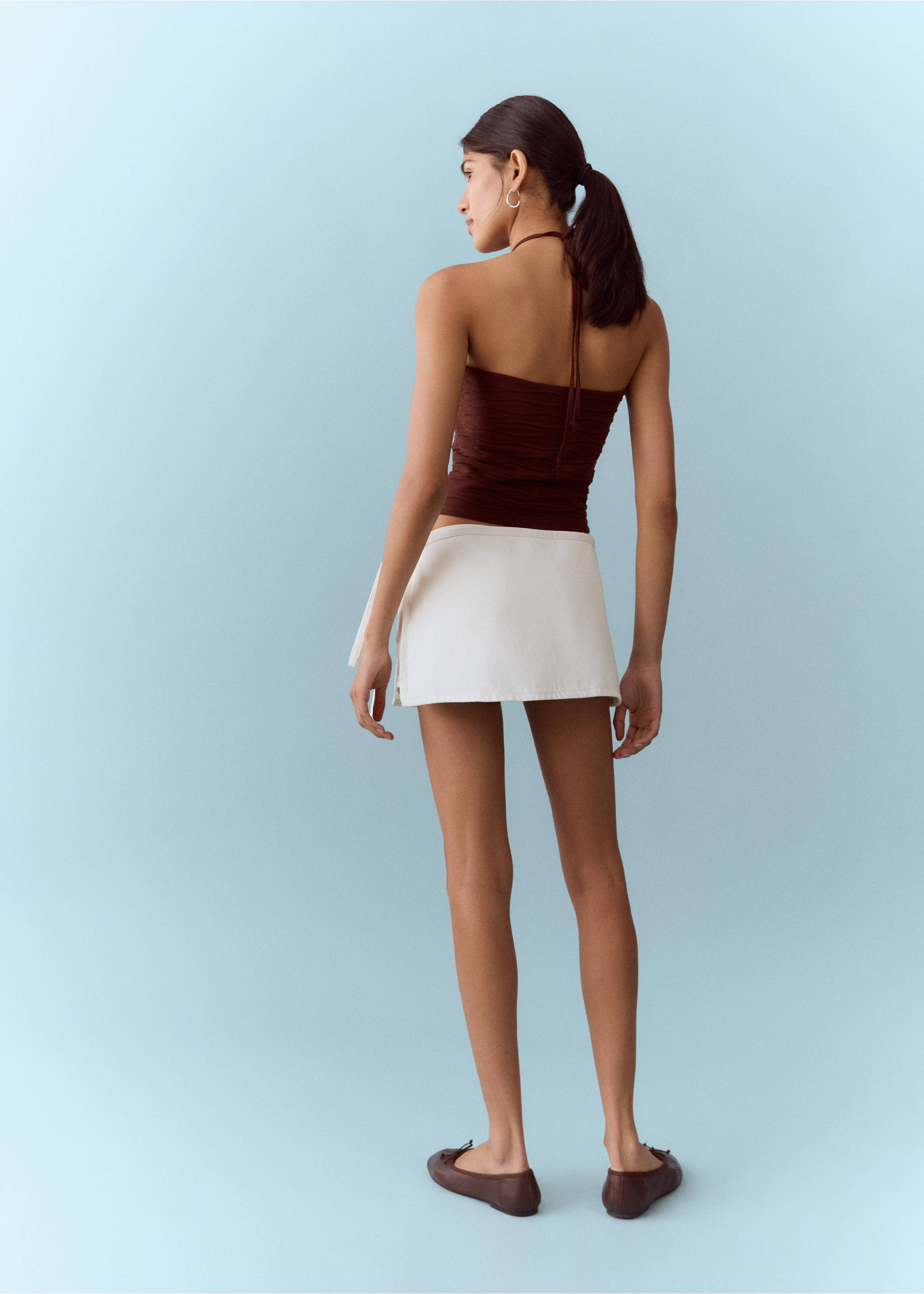 Shorts detall mocador extraïble - Revers de l'article, Blanc trencat. Ref: 27005968-00.