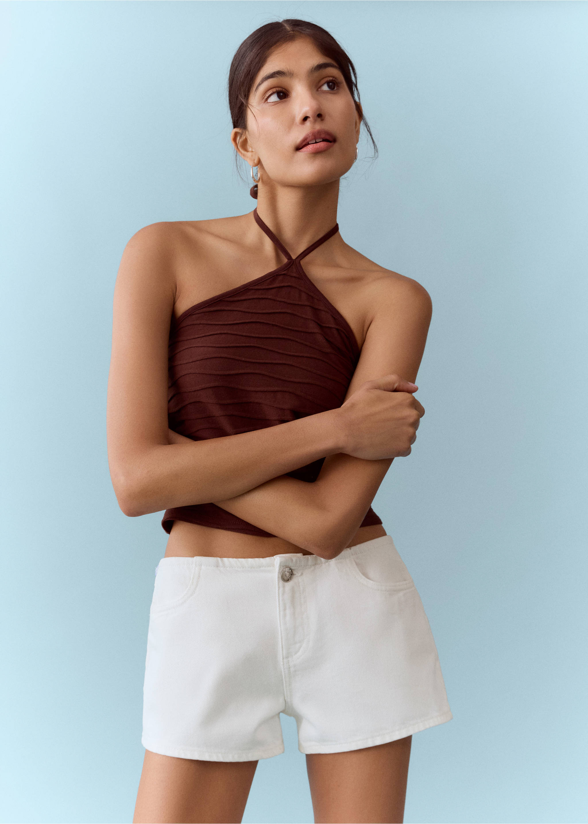 Shorts detall mocador extraïble - Detall de l'article 1, Blanc trencat. Ref: 27005968-00.