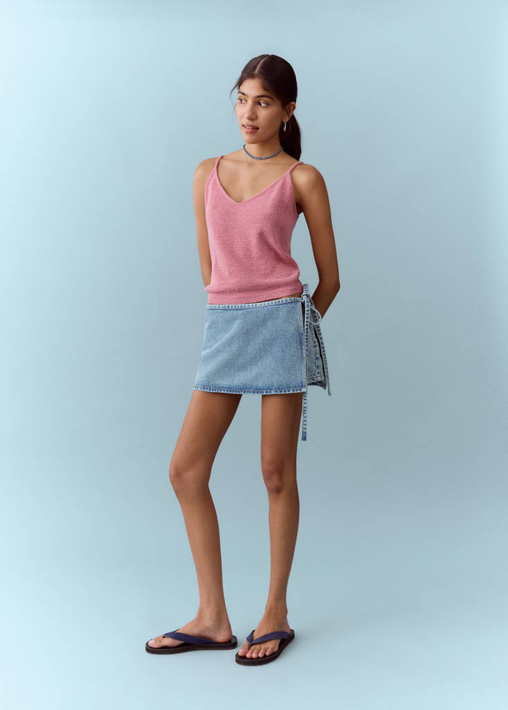 Shorts with removable scarf detail — Light Blue