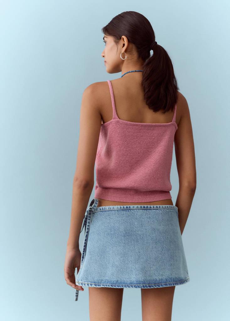 Shorts with removable scarf detail — Light Blue