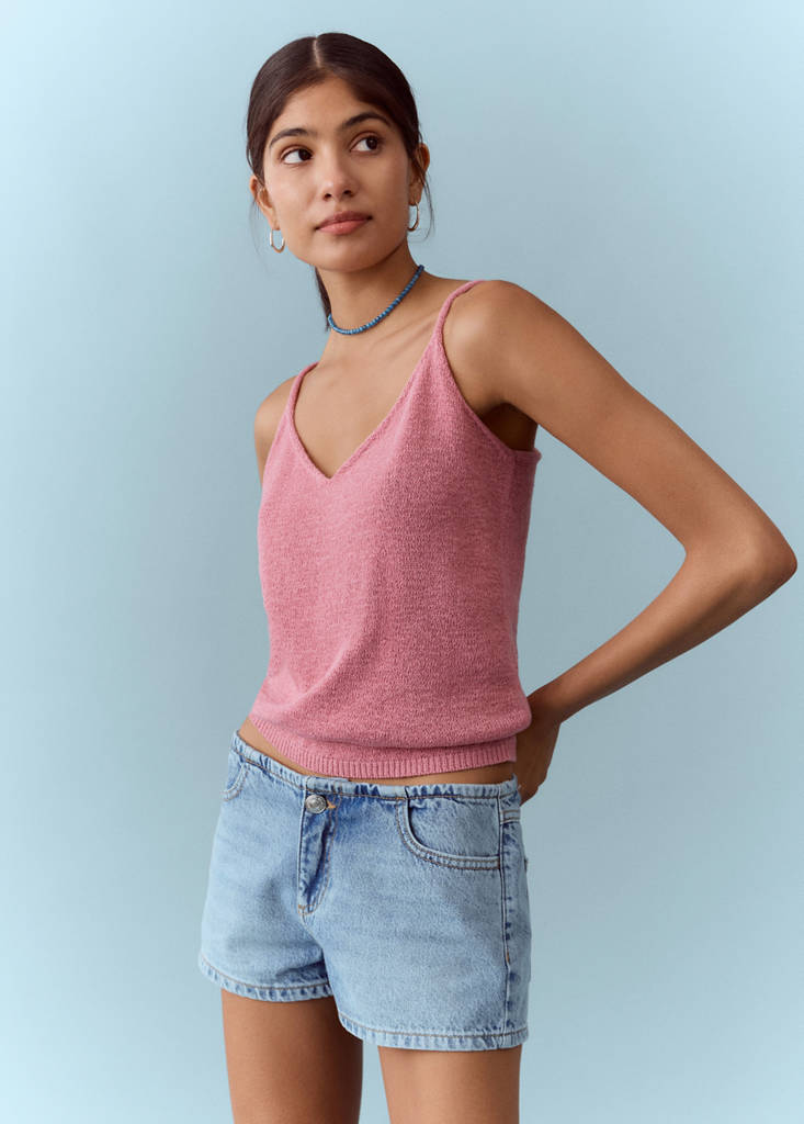Shorts with removable scarf detail — Light Blue