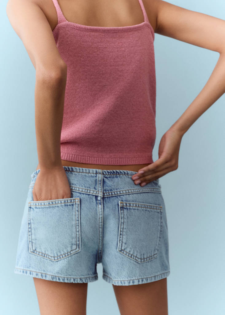 Shorts with removable scarf detail — Light Blue