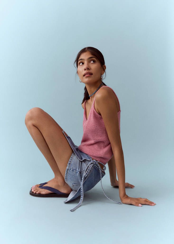 Shorts with removable scarf detail — Light Blue