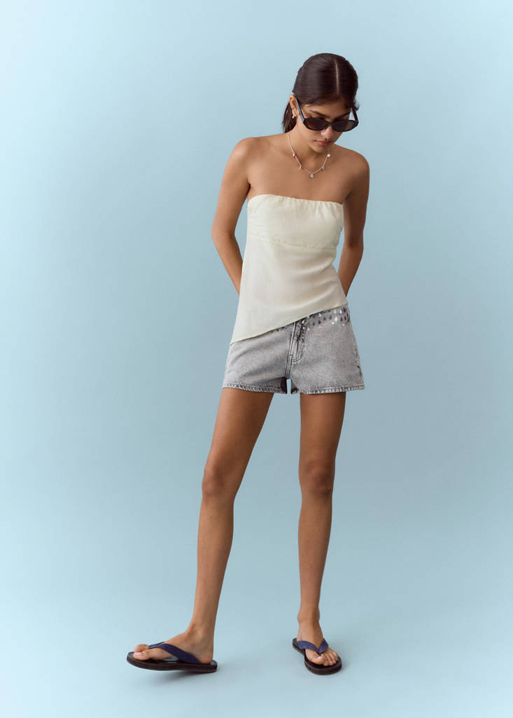 Mirror mini shorts — Denim Grey