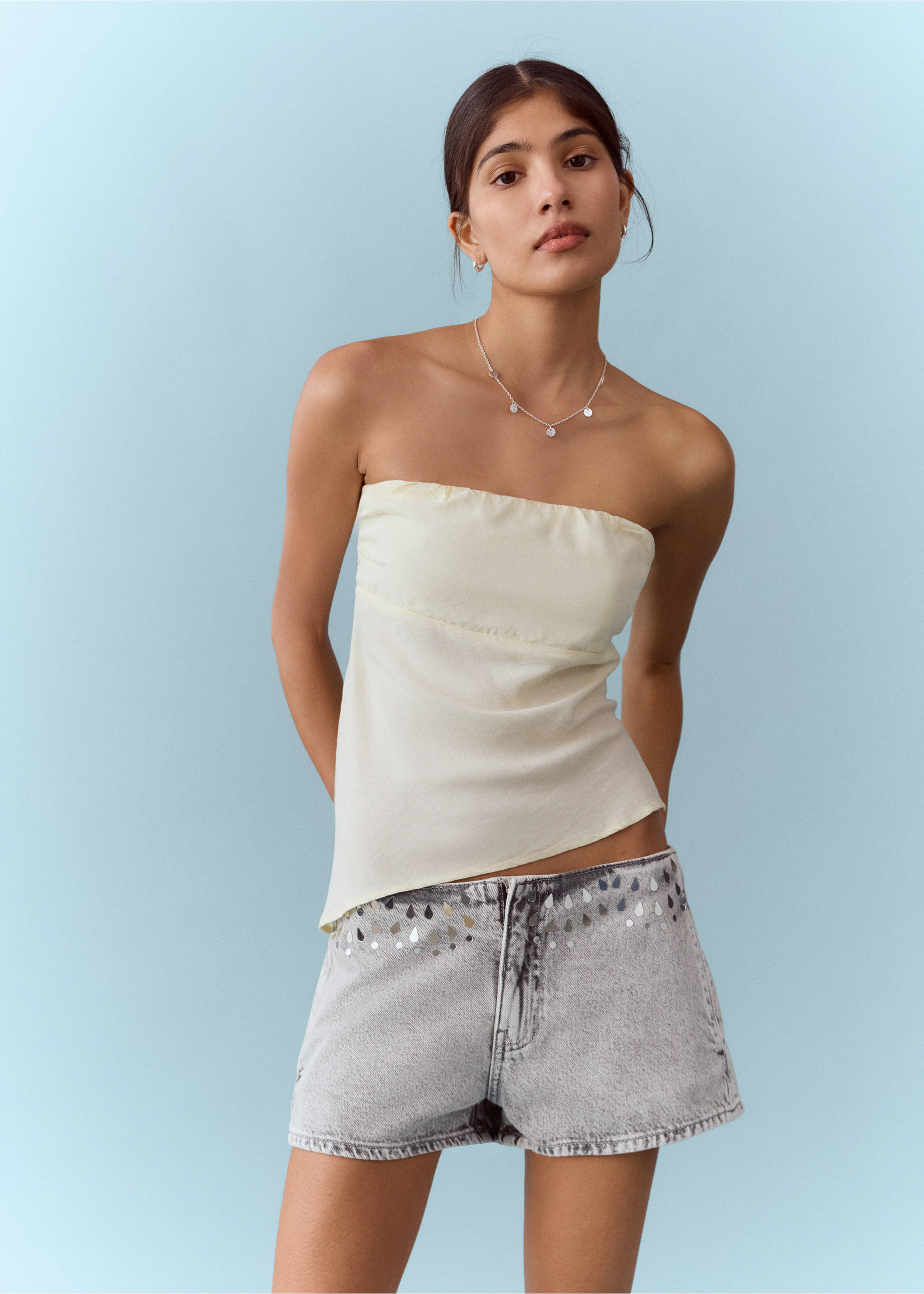 Mirror mini shorts - Medium plane, Denim Grey. Ref: 27005970-00.