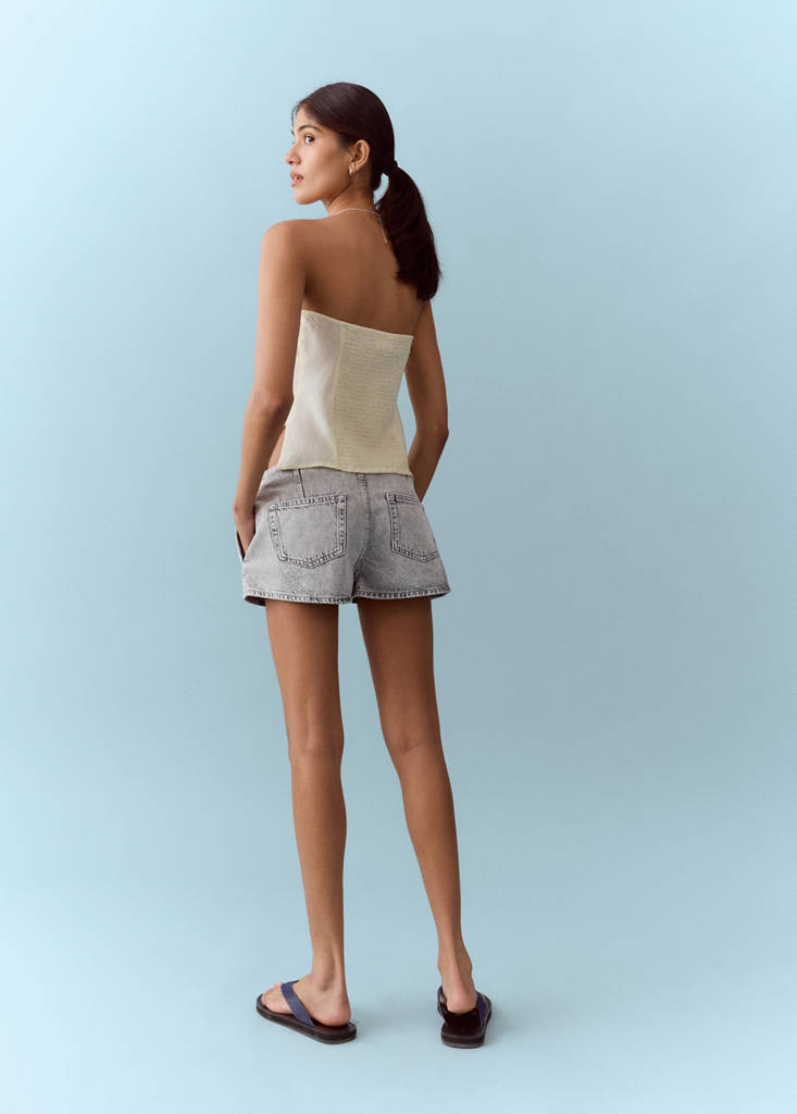 Mirror mini shorts — Denim Grey