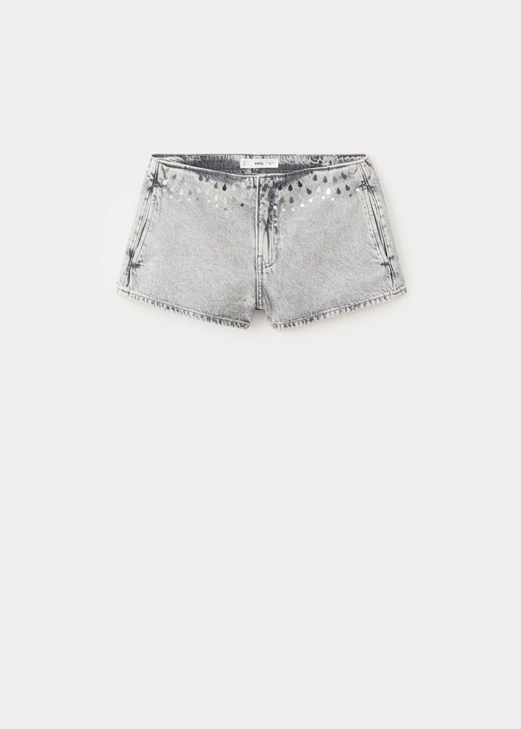 Mirror mini shorts — Denim Grey