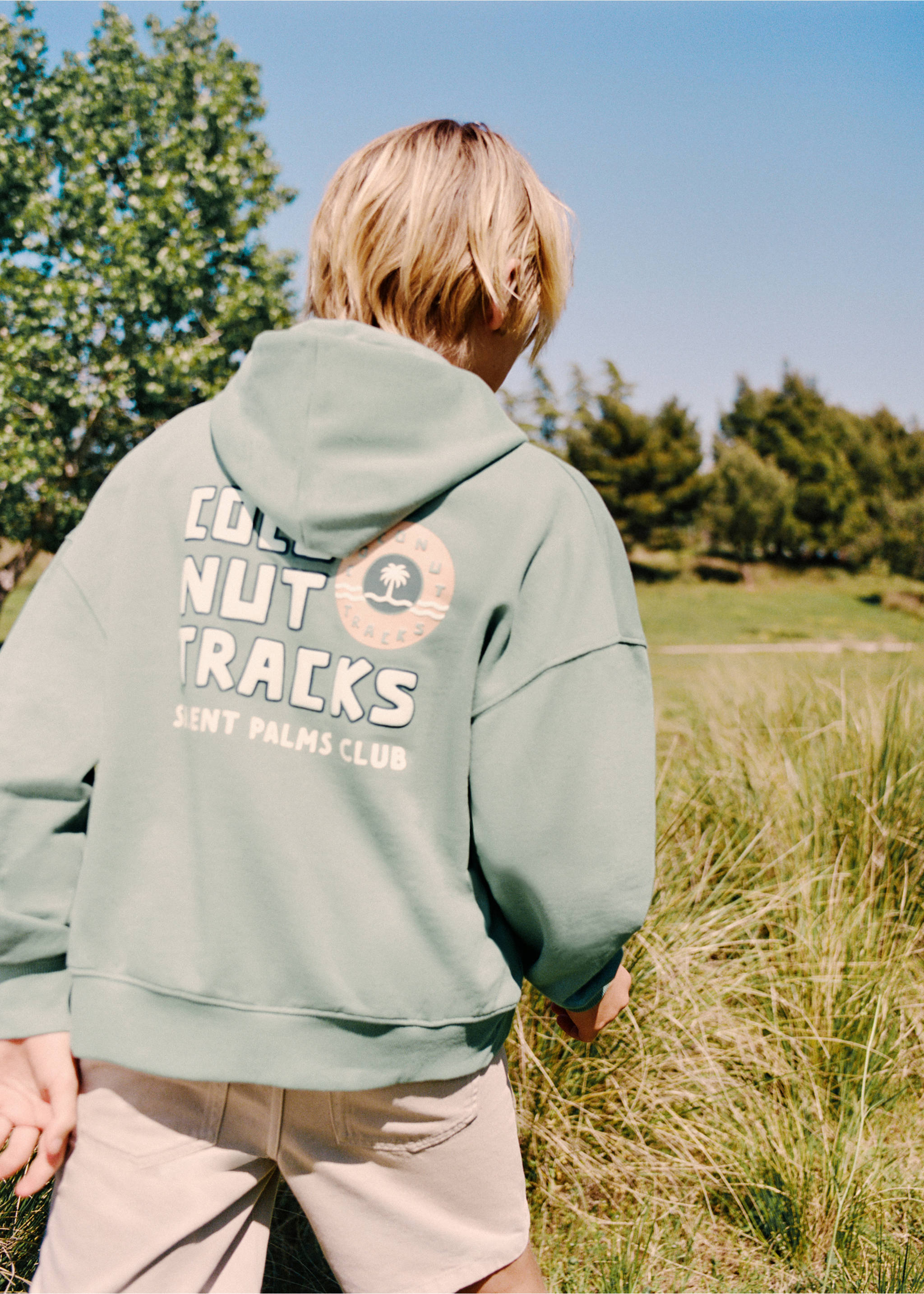 Fermuarlı pamuklu sweatshirt - Ürün detayı 6, Su Yeşili. Ref: 27005971-00.