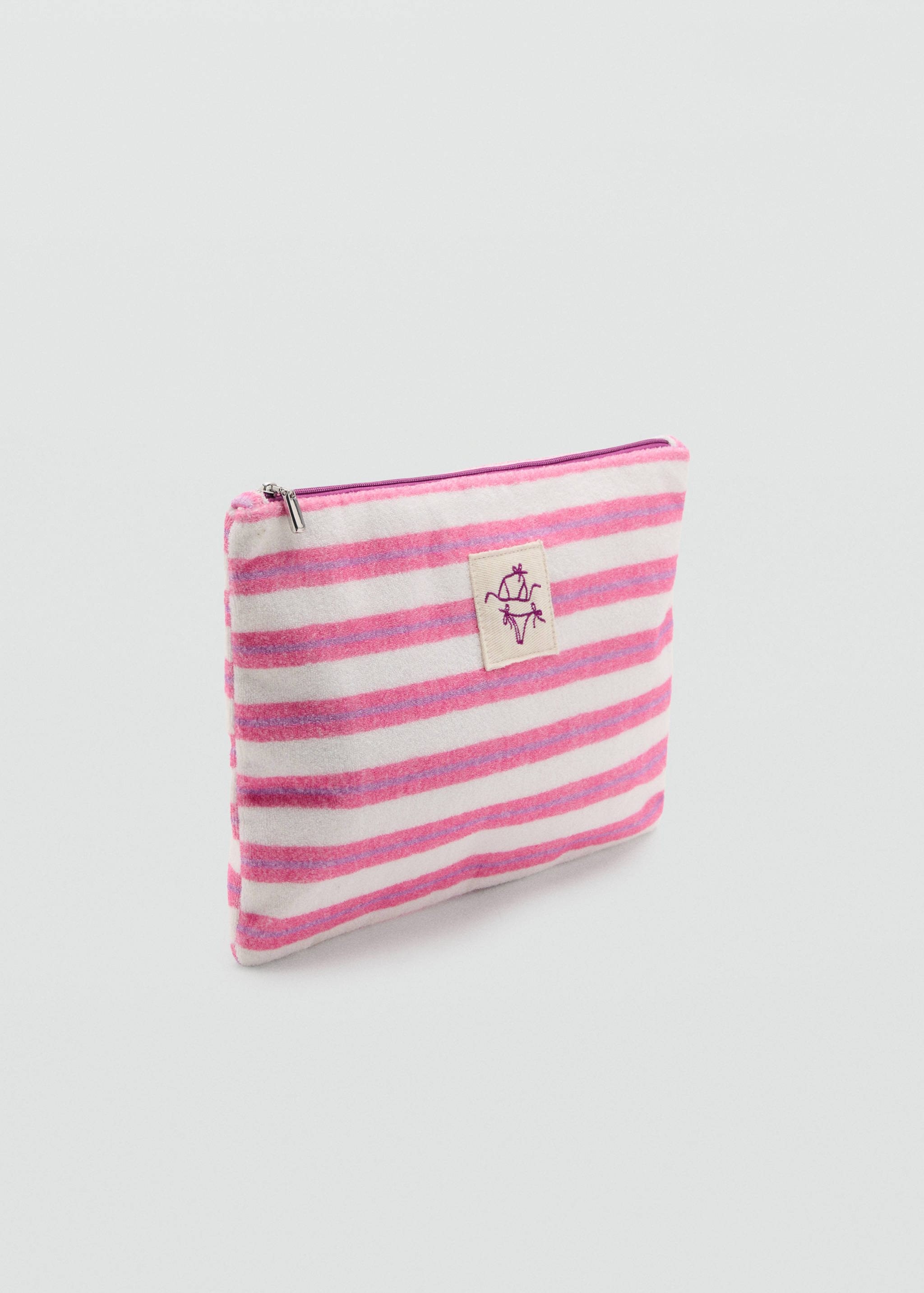 Striped cotton toiletry bag - Medium plane
