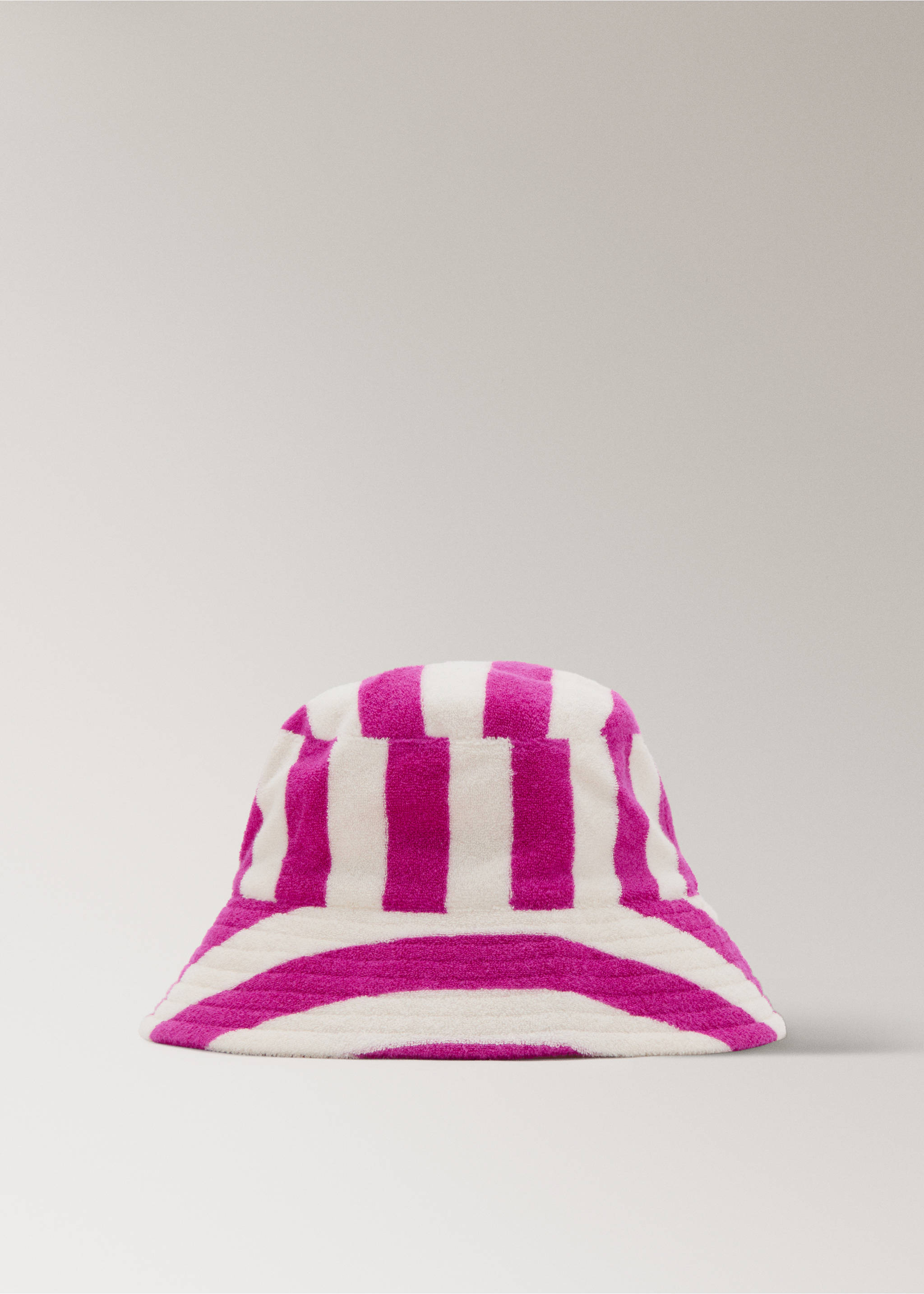 Striped terry cloth bucket hat - Article without model, Fuchsia. Ref: 27005974-00.