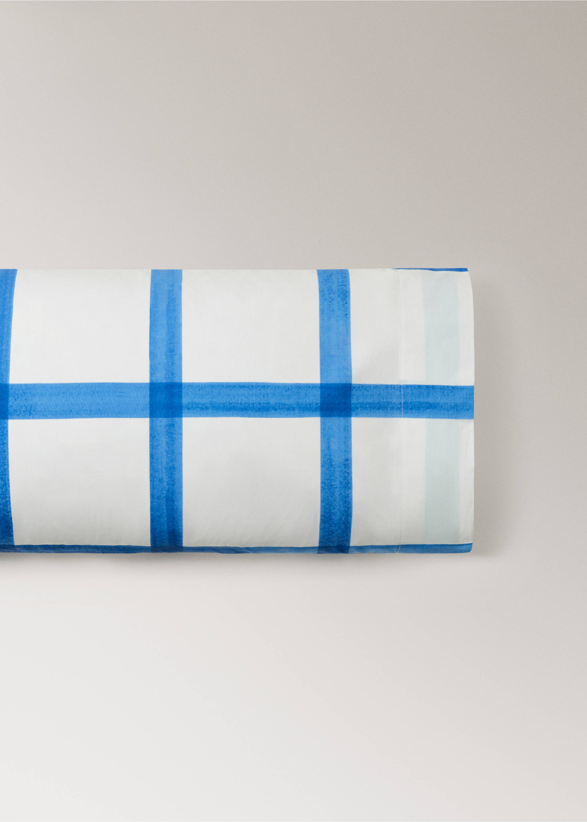 Watercolour Check Percale Cotton Pillow Cover 45x110 cm - Article without model, Blue. Ref: 27005978-00.