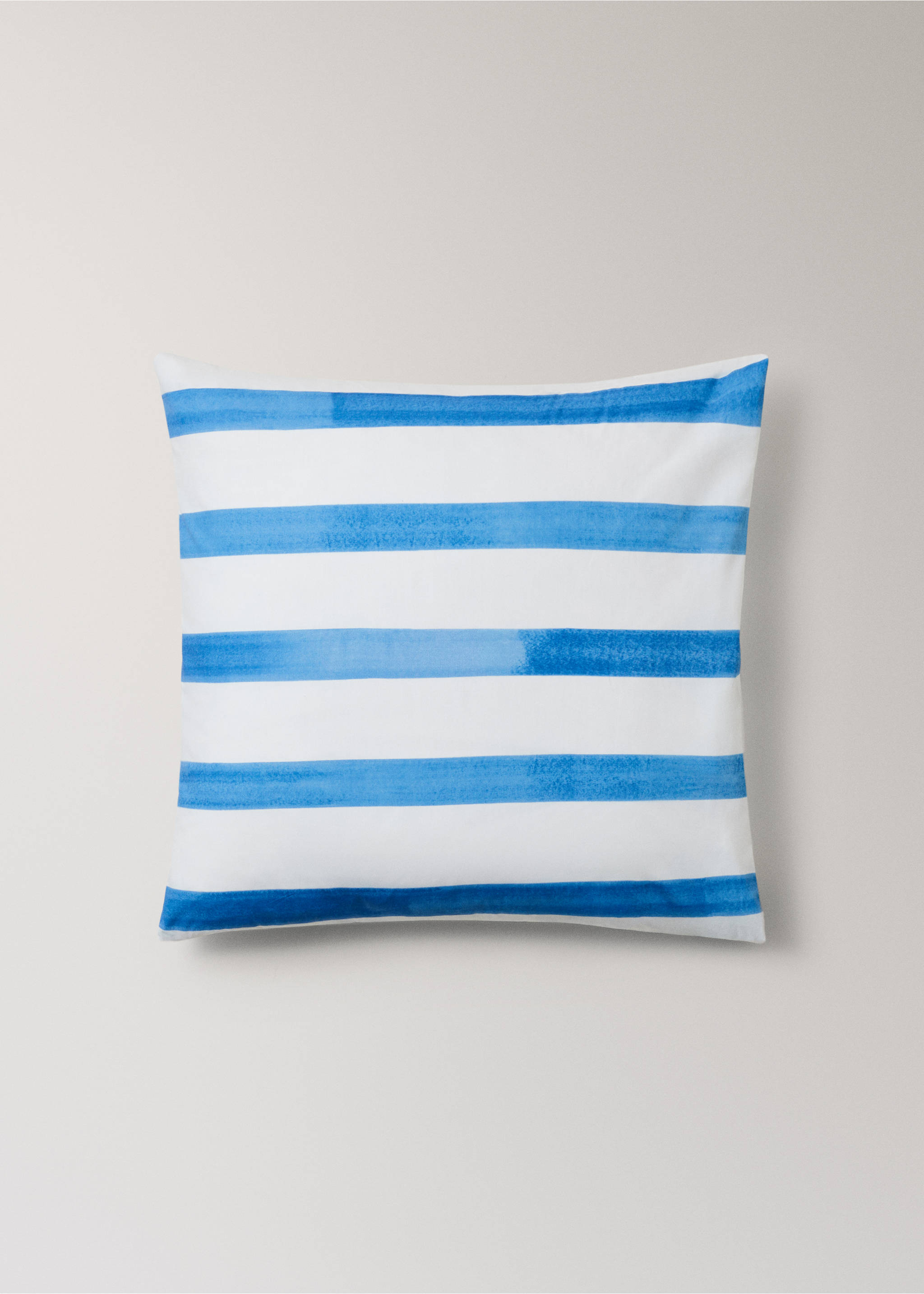 Dva povlaky na polštáře z bavlněného perkálu s akvarelovým kostkovaným vzorem 60x60 cm - Zboží bez modelu, Modrá. Ref: 27005979-00.