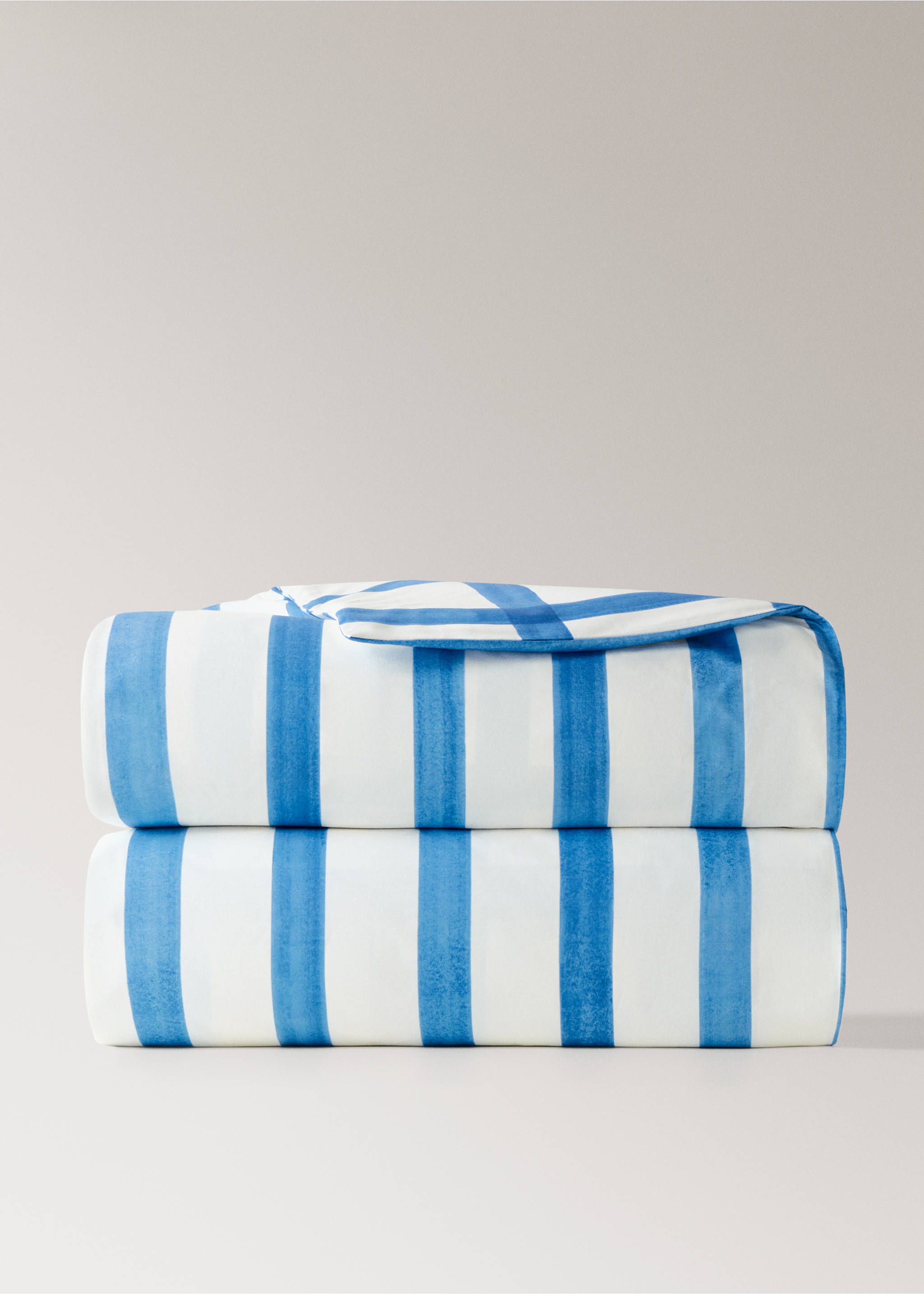 Wasserfarben-Karomuster Bettbezug aus Baumwollperkal für Bett 150/160 cm - Detail des Artikels 3, Blau. Ref: 27005980-00.