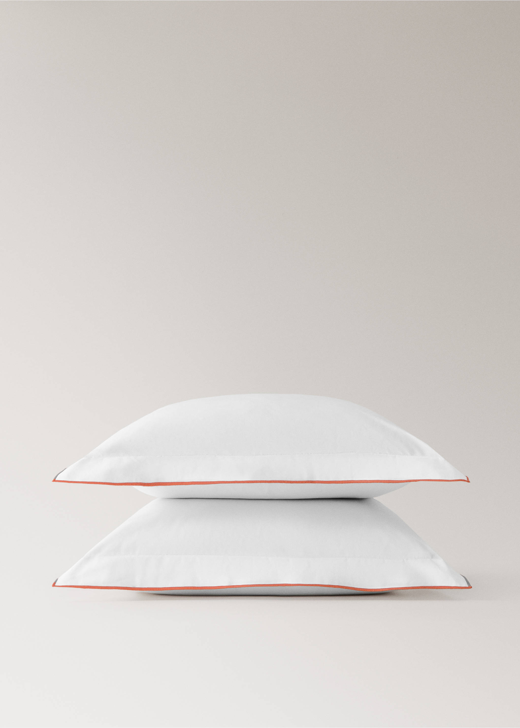 Două fețe de pernă din bumbac percal 200 fire overlock contrast 60x60 cm - Detaliu al articolului 3, Albastru-cerneală. Ref: 27005982-00.