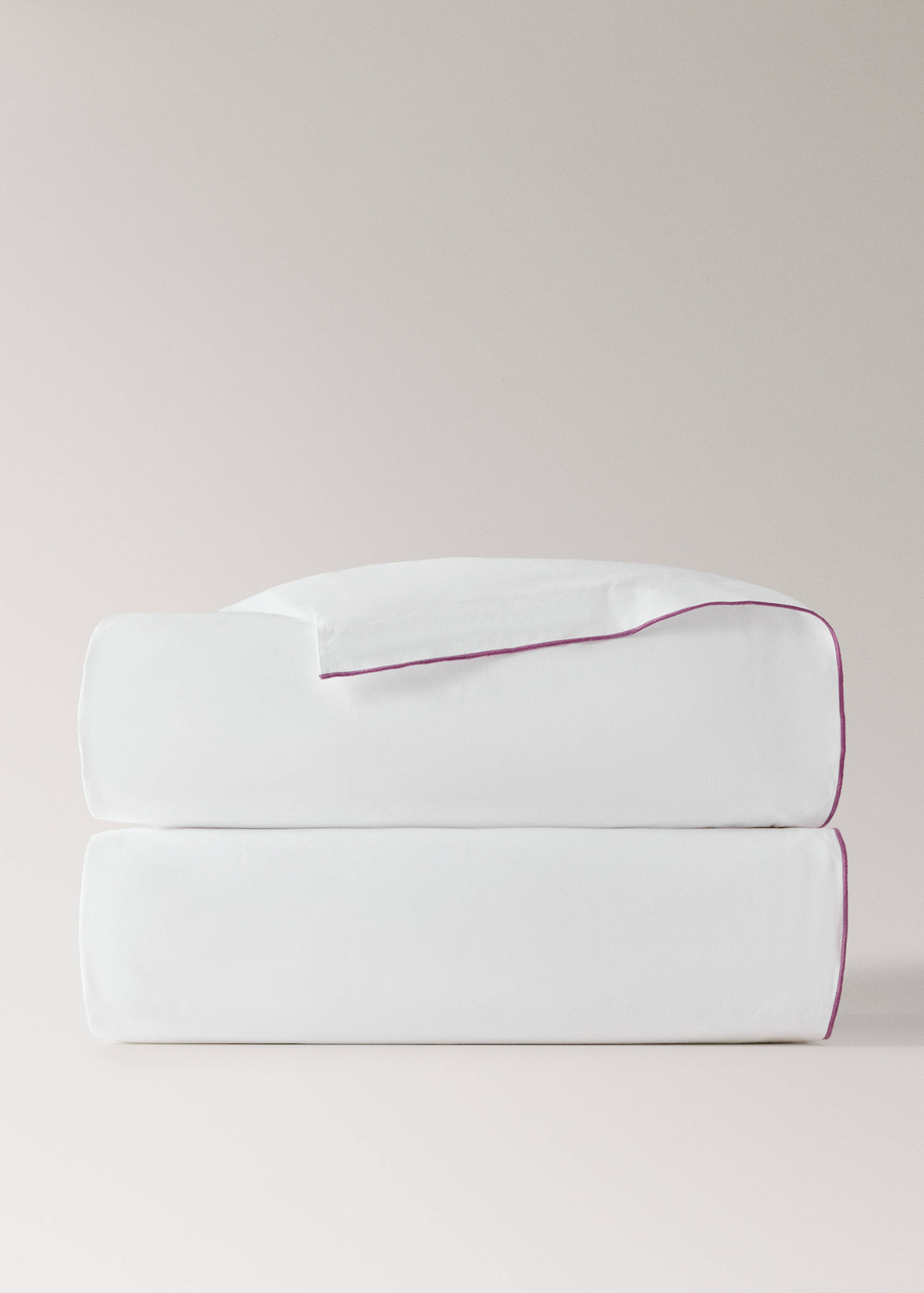 200-thread count percale cotton duvet cover with contrasting overlock for 135/140 cm bed - Article without model