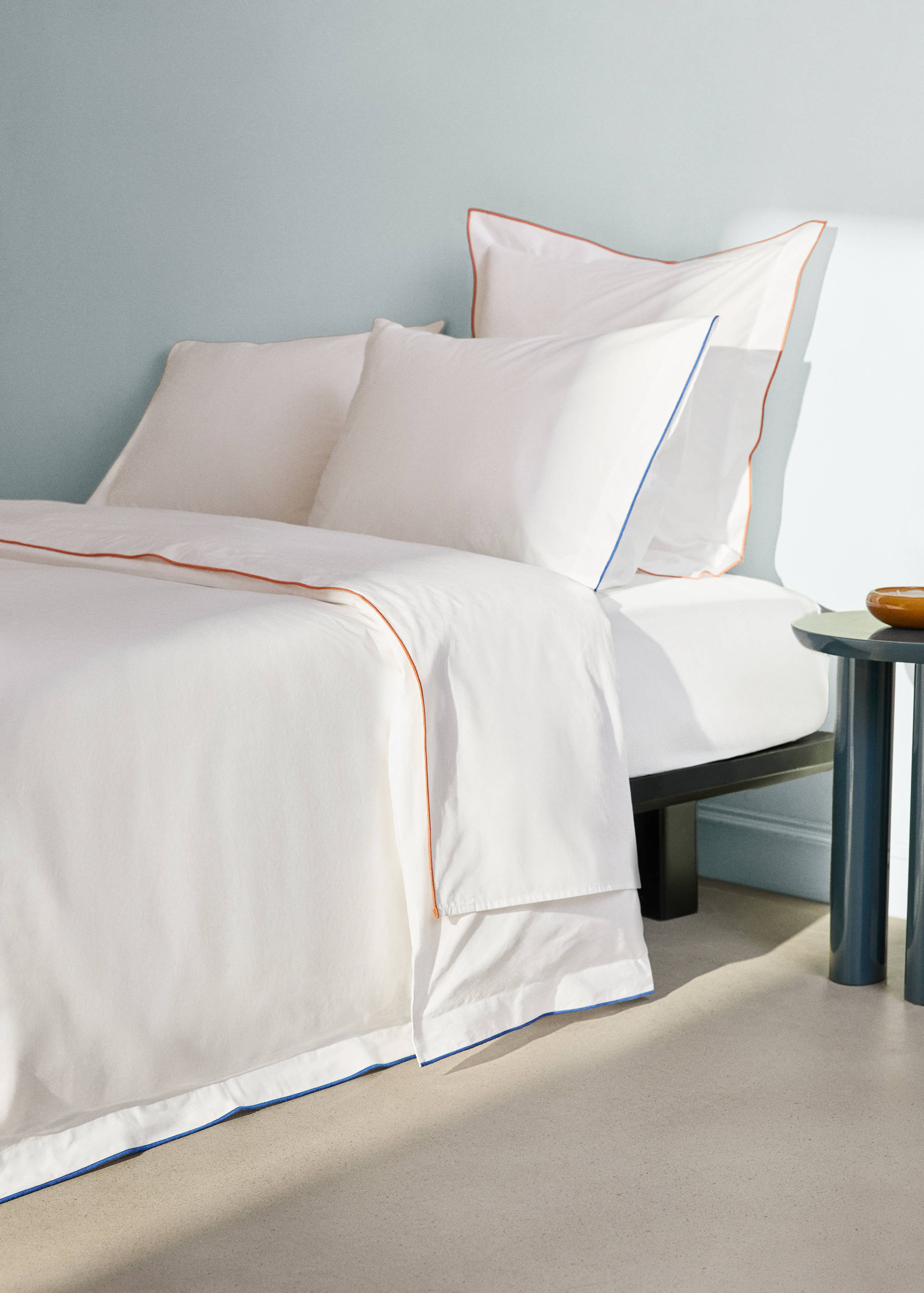 Housse de couette percale de coton 200 fils overlock  contraste lit 180/200 cm - Détail de l'article 7