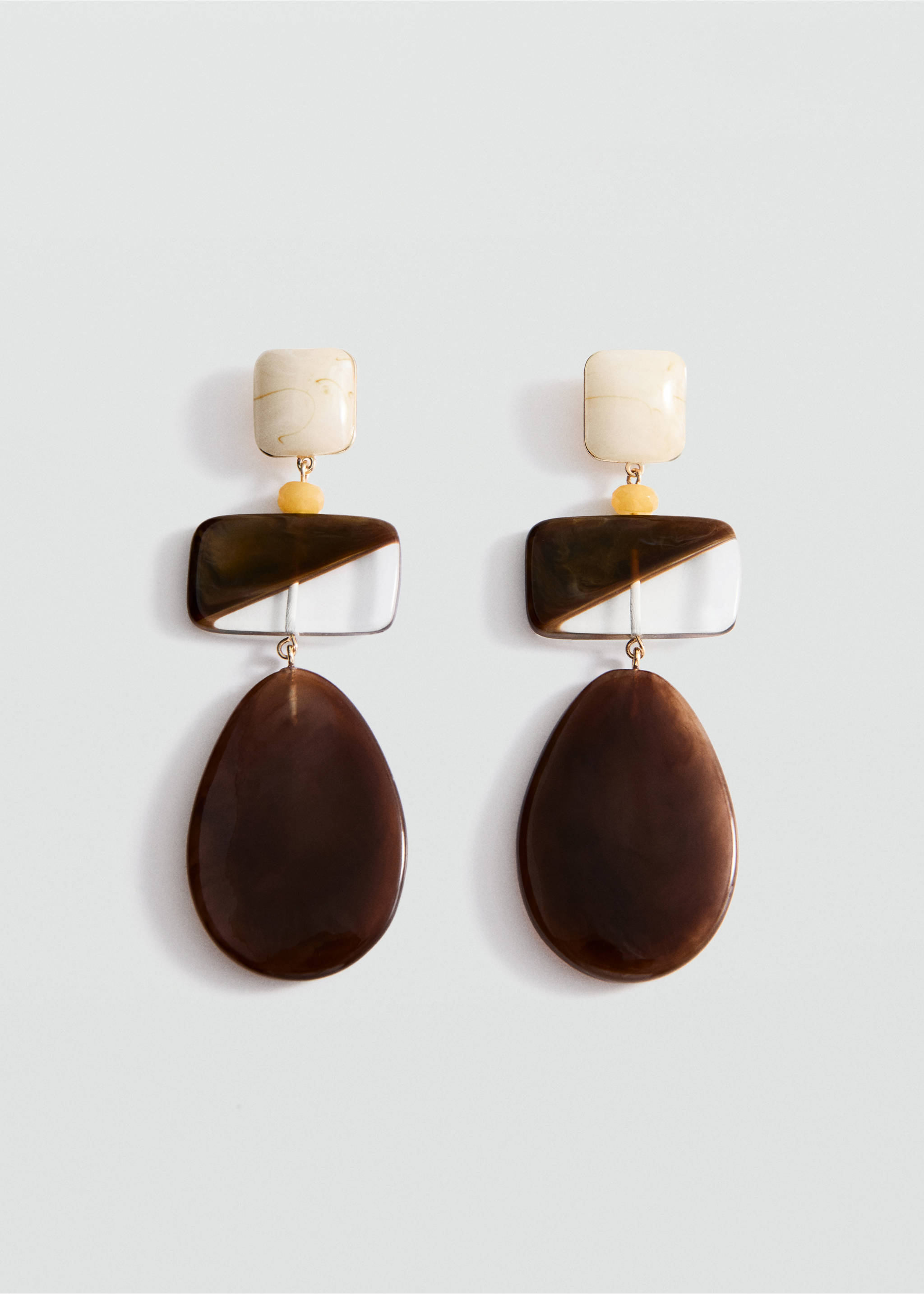 Boucles d'oreilles pendentifs combinés - Article sans modèle, Marron. Ref: 27005986-00.