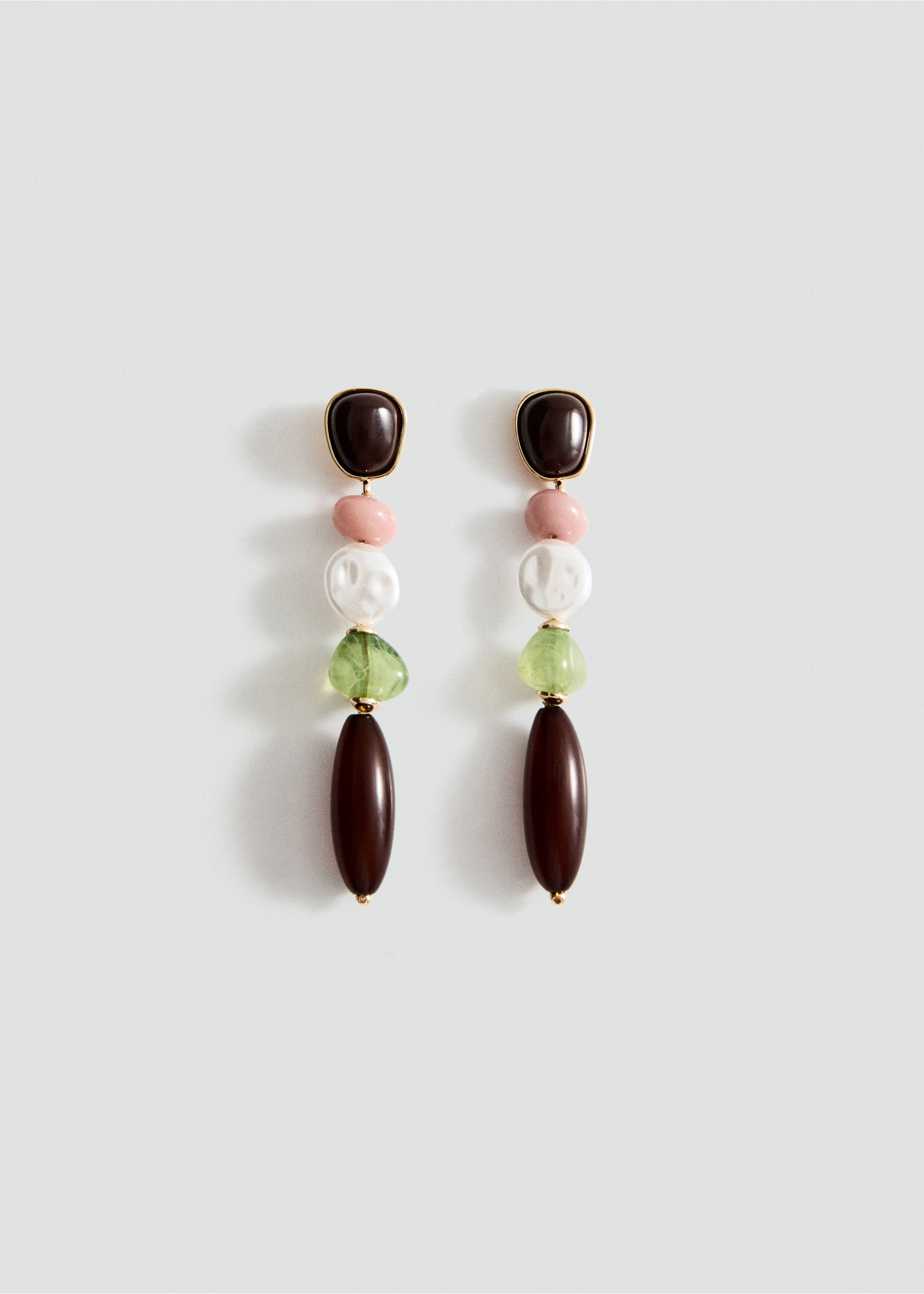 Combined long earrings - Article without model, Brown. Ref: 27005987-00.