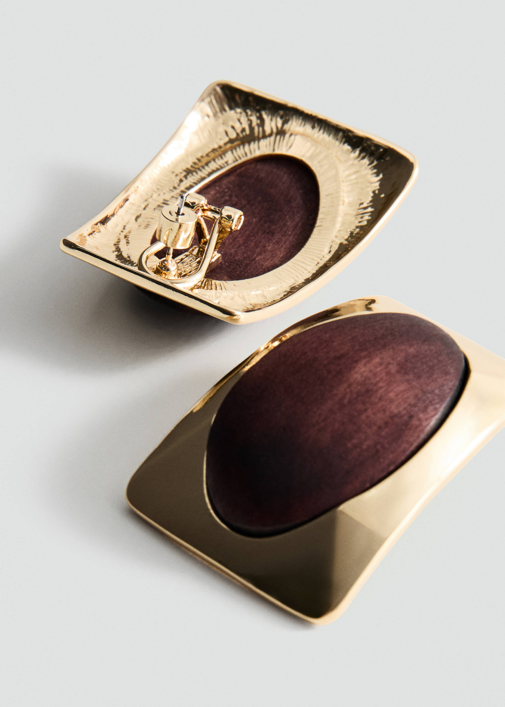 Combined wood earrings - Medium plane