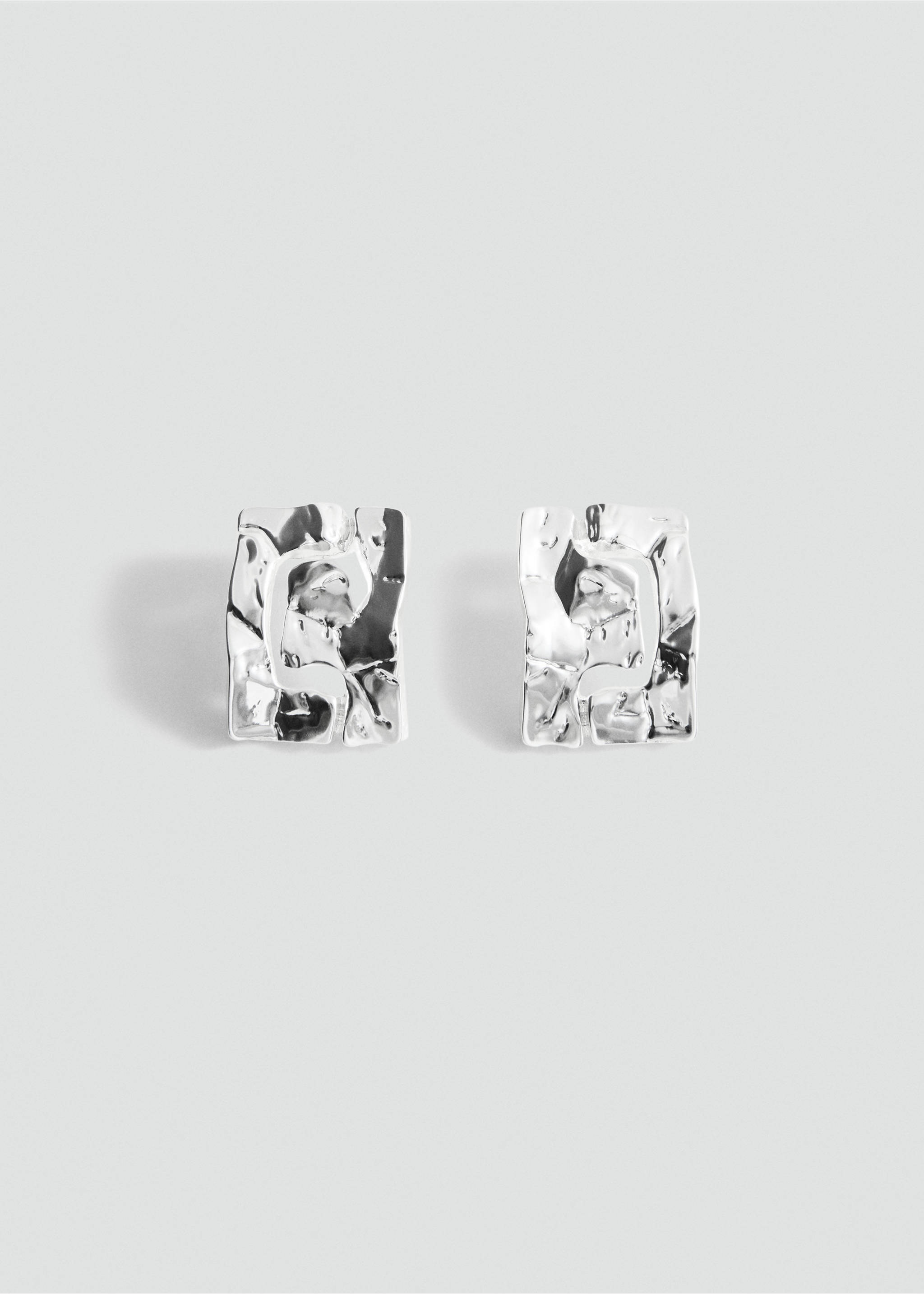 Square metallic earrings - Article without model, Silver. Ref: 27006005-00.