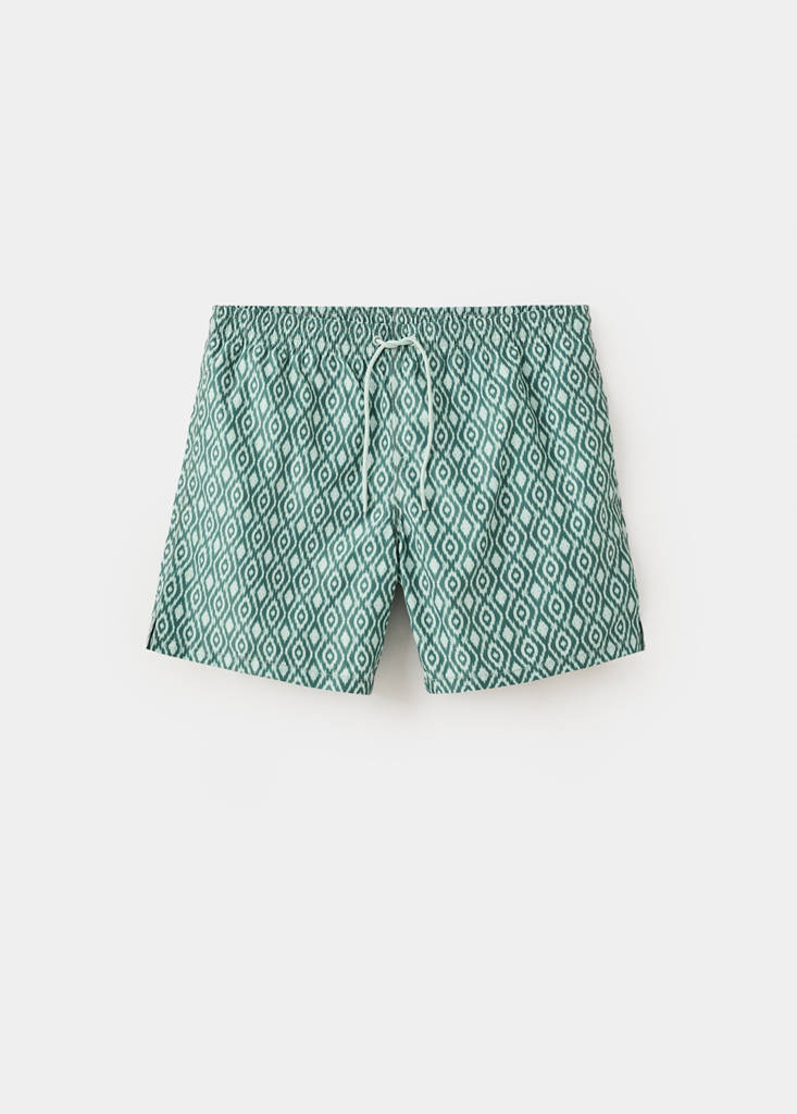 Printed swimsuit with drawstring — Green