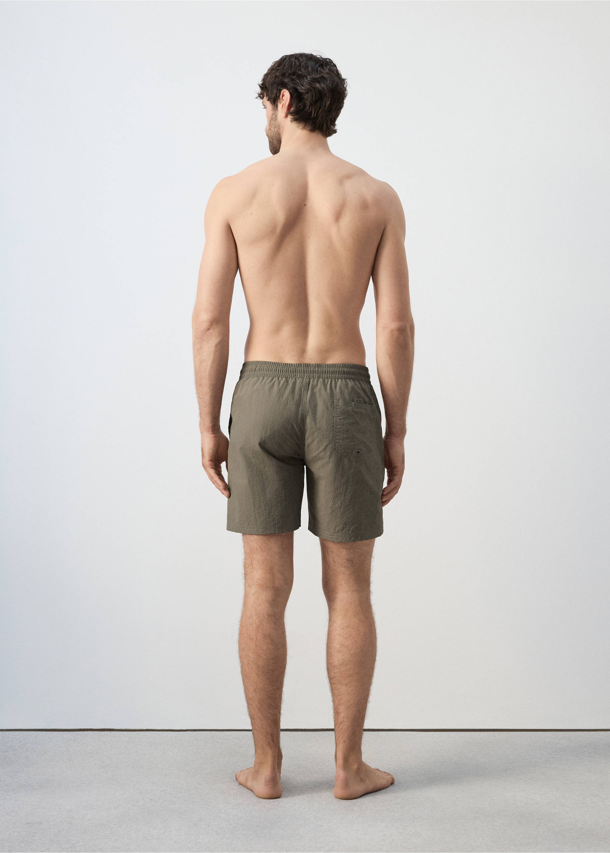 Плавательные шорты базовой модели со шнурком - Обратная сторона изделия, Хаки. Ref: 27006007-00.