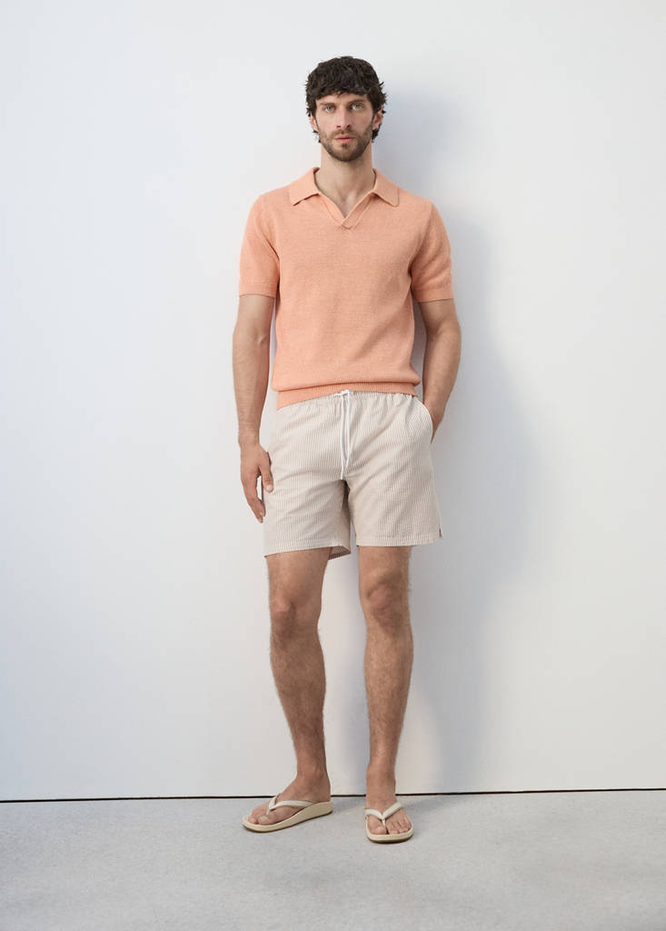 Seersucker swimming trunks — Sand