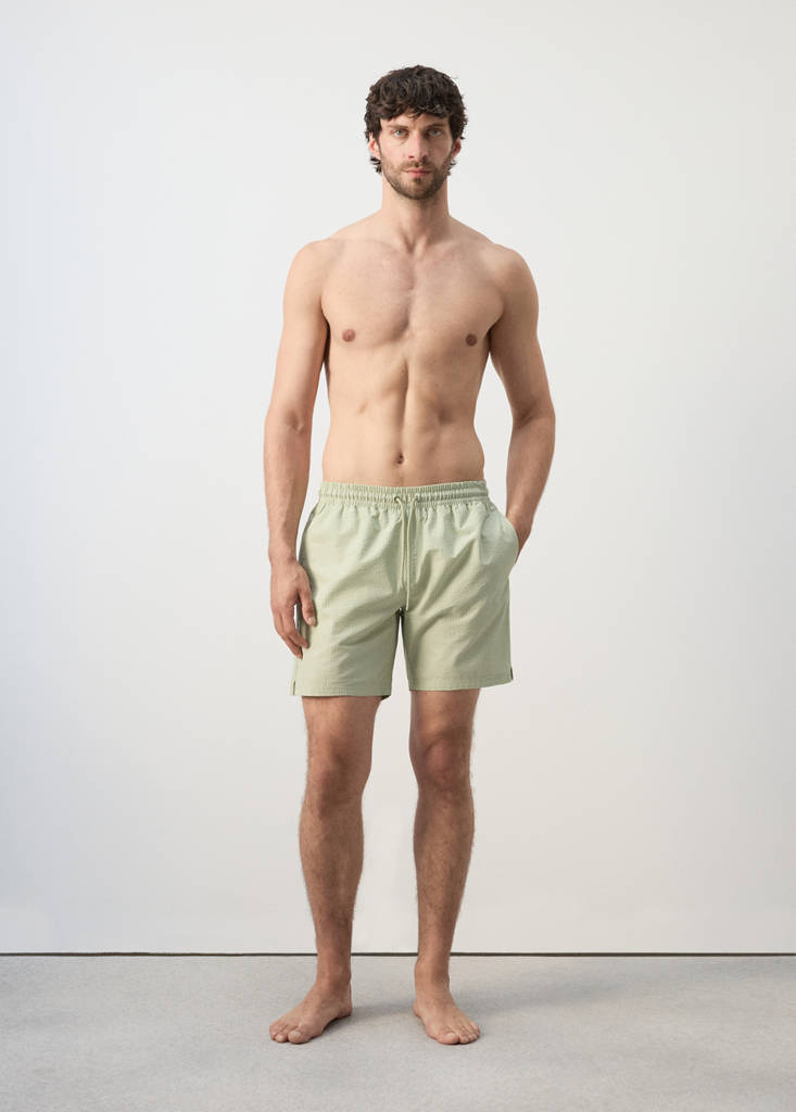 Seersucker swimming trunks — Pastel Green