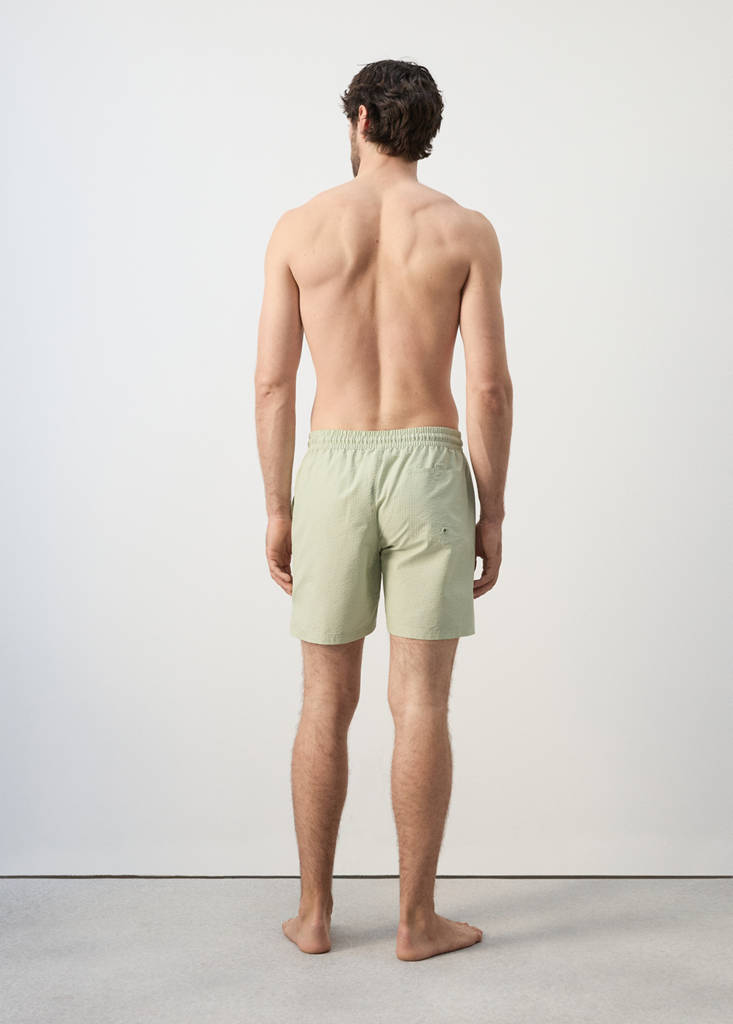 Seersucker swimming trunks — Pastel Green