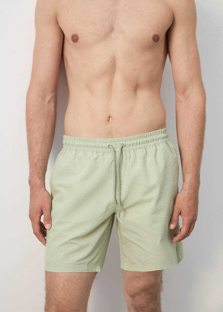 Seersucker swimming trunks — Pastel Green