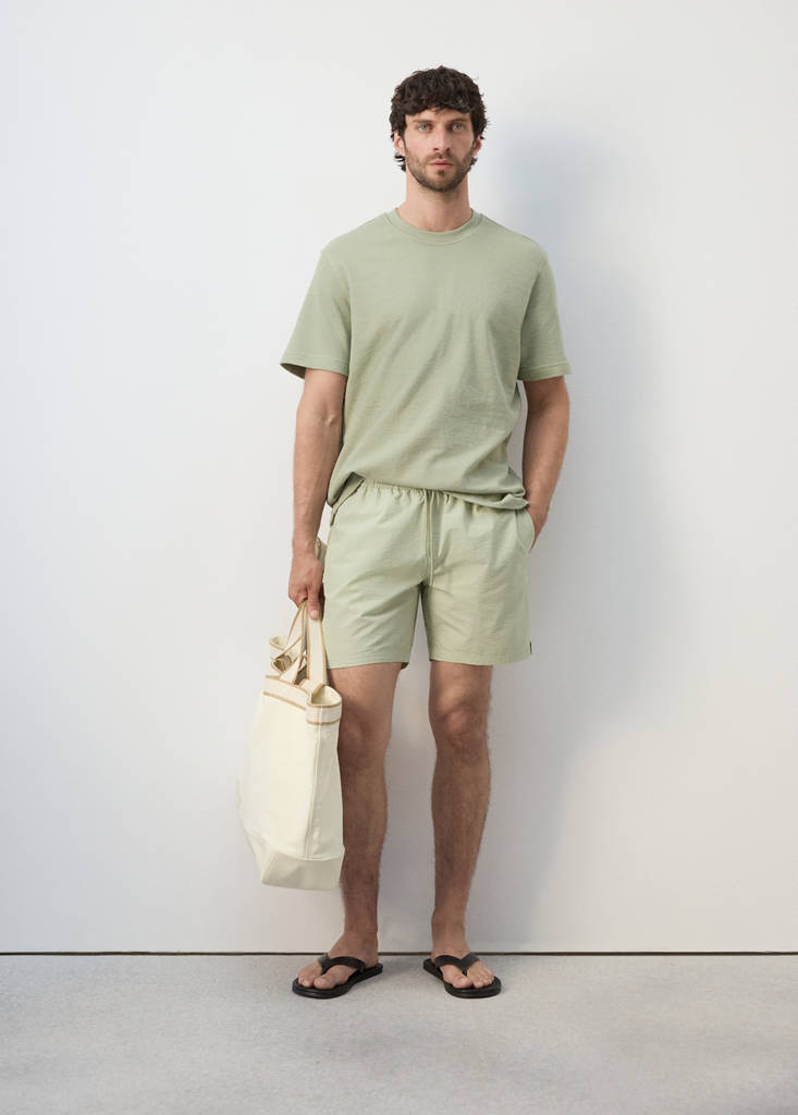 Seersucker swimming trunks — Pastel Green