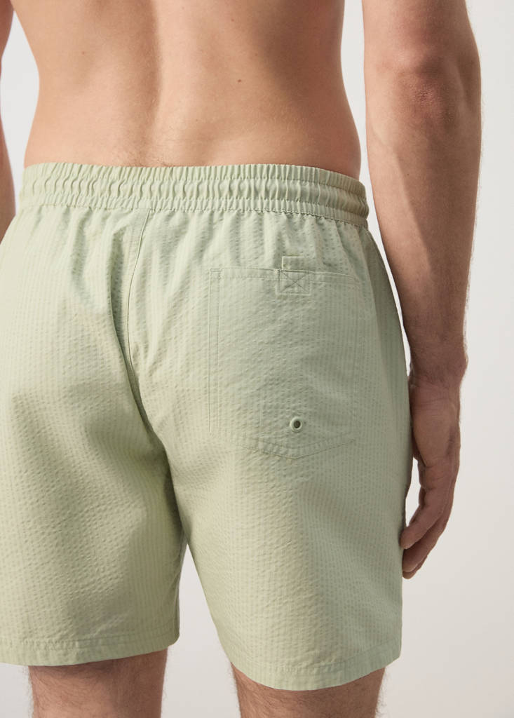 Seersucker swimming trunks — Pastel Green