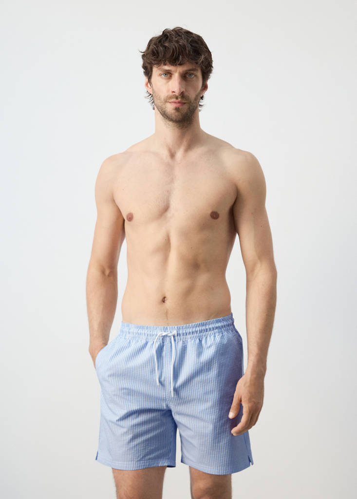 Seersucker swimming trunks — Sky Blue