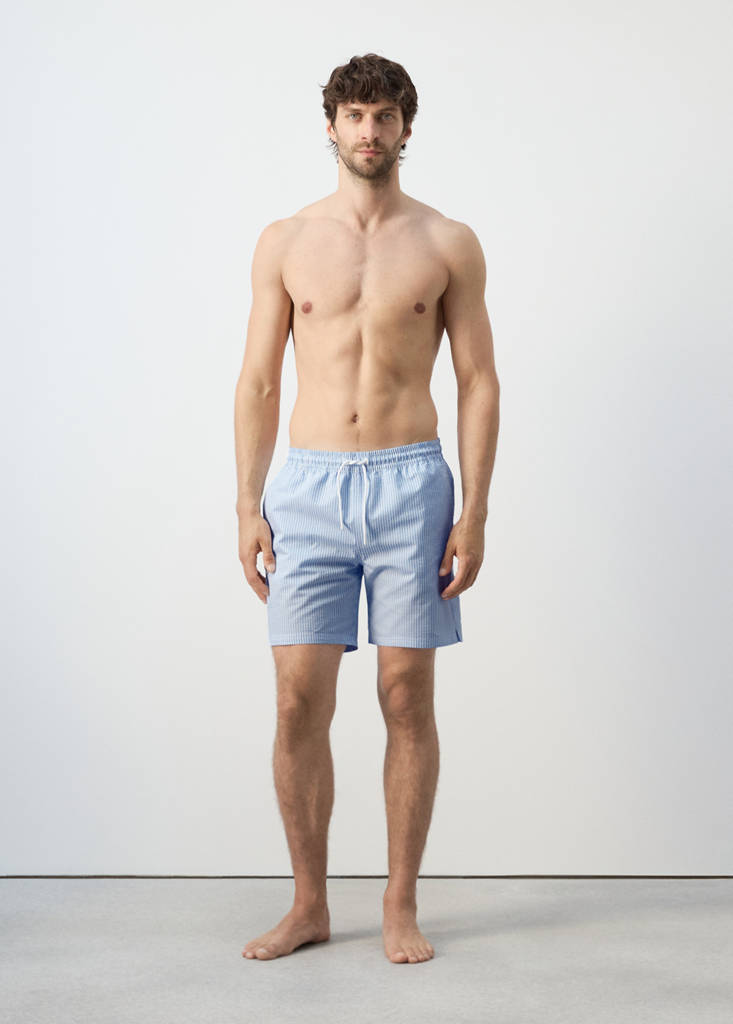 Seersucker swimming trunks — Sky Blue