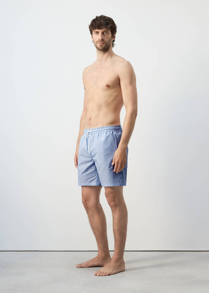 Seersucker swimming trunks — Sky Blue