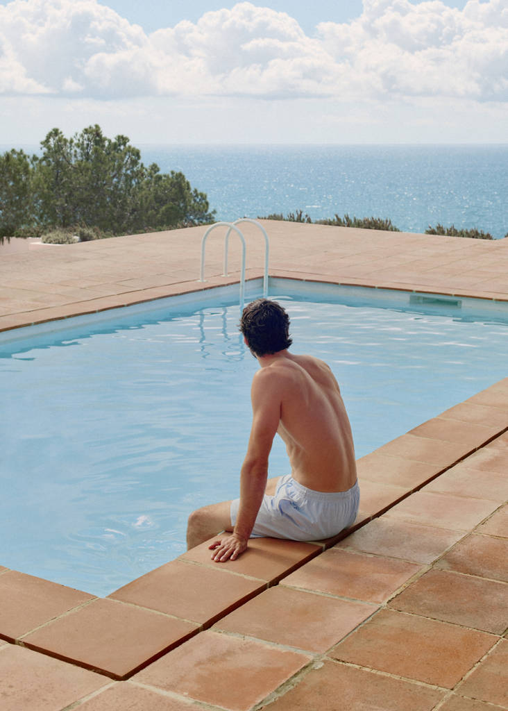 Seersucker swimming trunks — Sky Blue