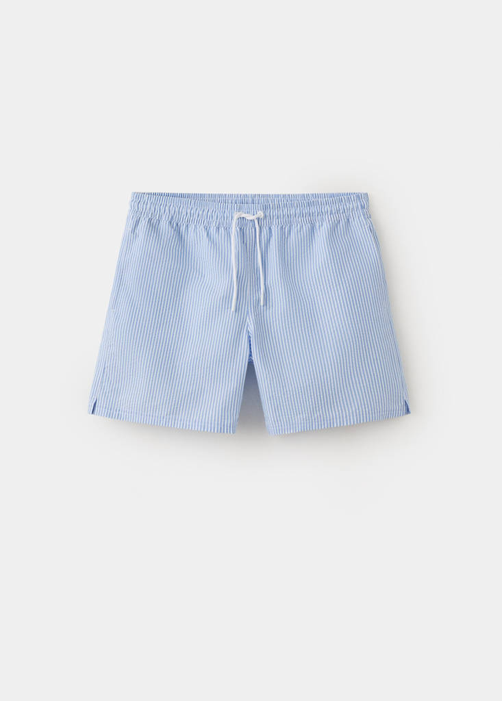Seersucker swimming trunks — Sky Blue