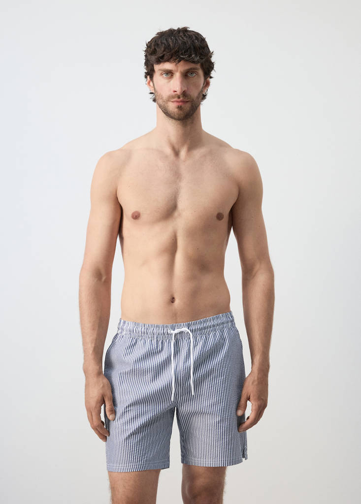 Seersucker swimming trunks — Dark Navy