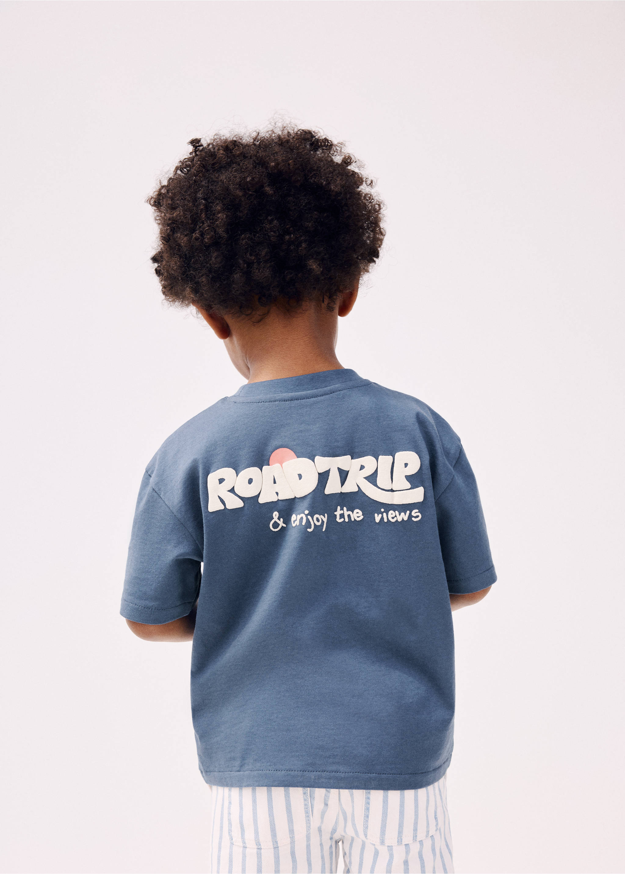 Printed cotton-blend t-shirt - Details of the article 3, Blue. Ref: 27006351-00.