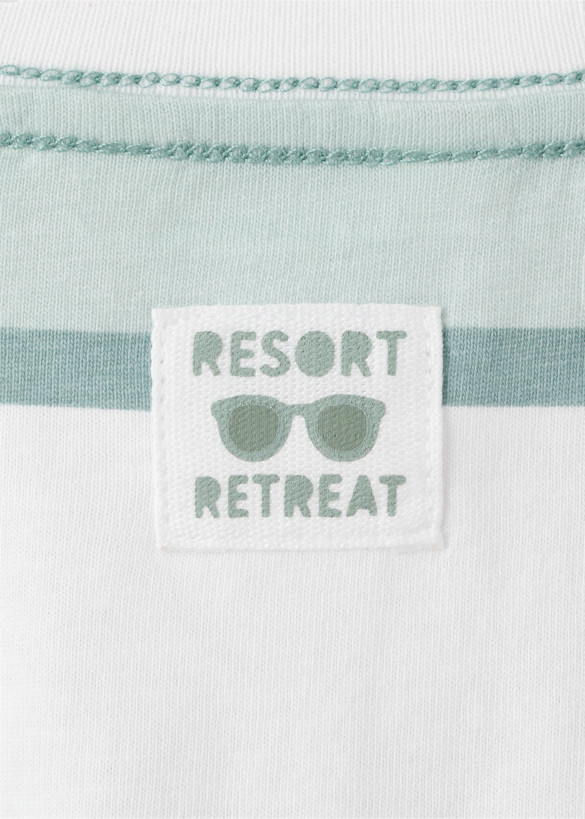 Monochrome striped T-shirt - Details of the article 0, Aqua Green. Ref: 27006353-00.
